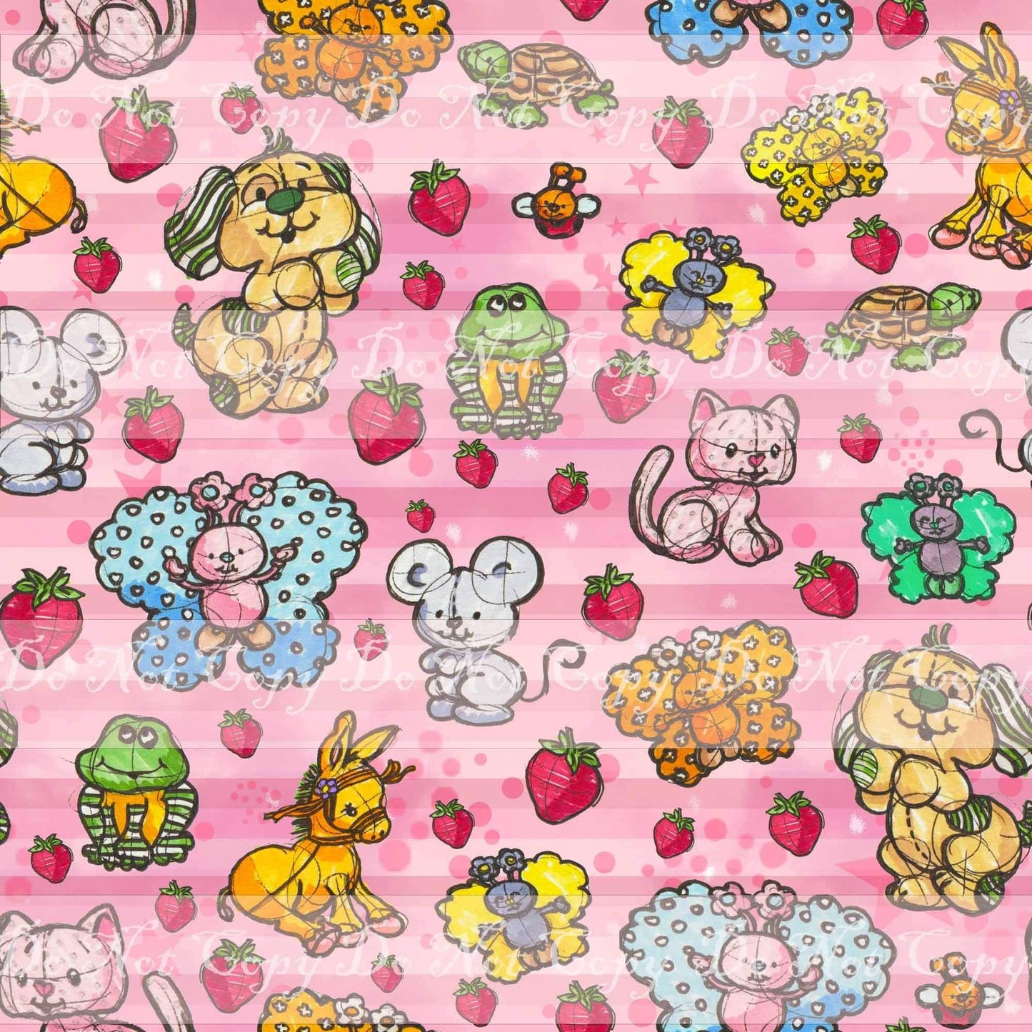 Retail Round 42 - Strawberry World - Animal Coordinate - Cotton Woven