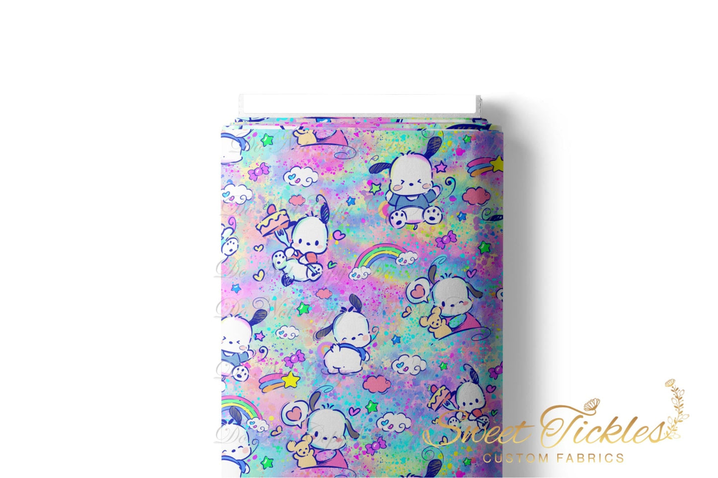 Retail R70-Harō Kiti- Little Dog Main -Pastel Ink Splash - Waterproof Canvas