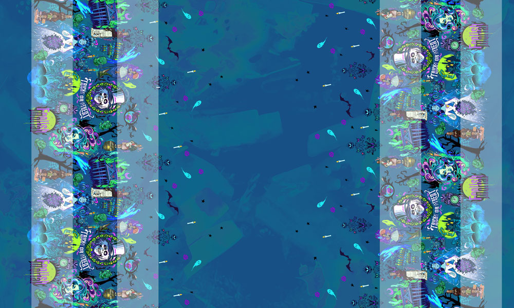 Preorder R73 Haunted Mansion-Double Border Print- Blue