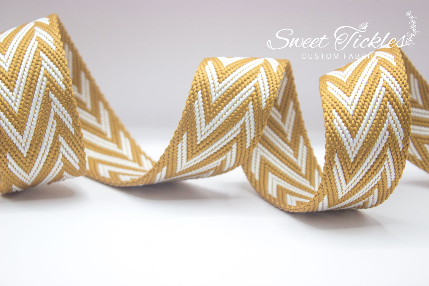 Retail - Jacquard Webbing-Chevron Diagonal- Mustard - 1.5"
