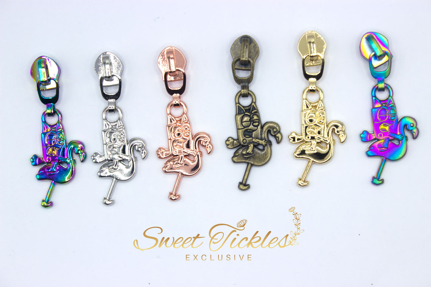 Exclusive Design-Muffin Flamingo -#5 Zipper Pull