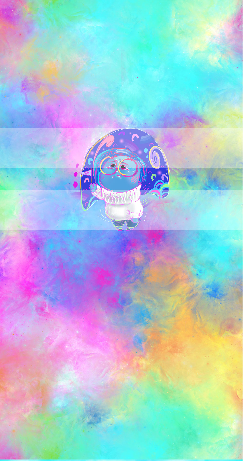 Retail R61 -Emotions Panels- Blue Girl- Rainbow - Cotton Woven