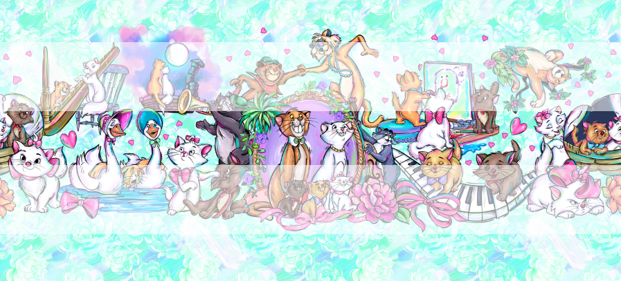 Preorder R65- Cat's World-Double Border Print- Blue