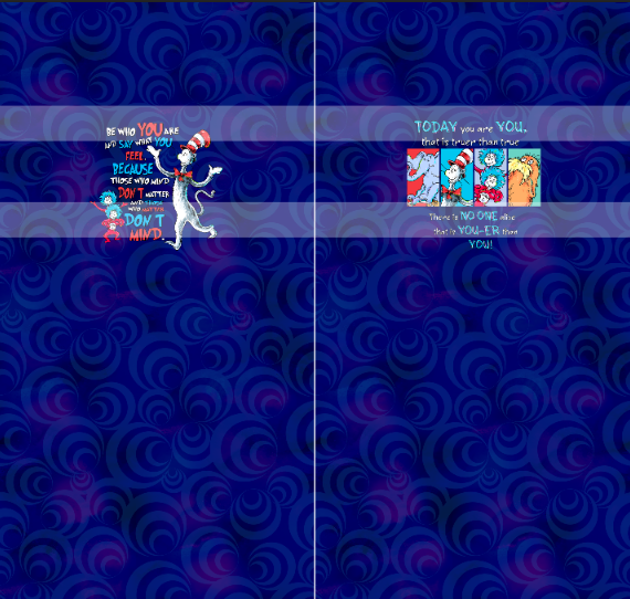 Preorder R66- Bookish/ Reading Corner- Seuss Adult Panel Set 1 (Dark Blue)