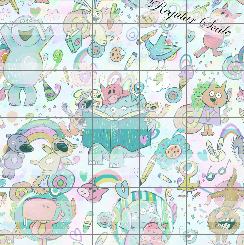 Retail R59- The Piggy, The Elephant and The Birdie- Main Pale Version- Pastel Pink- Cotton Spandex