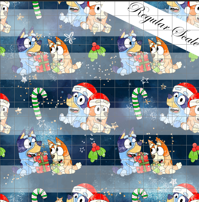 Preorder R63- Christmas Heelers Main Print - Blue