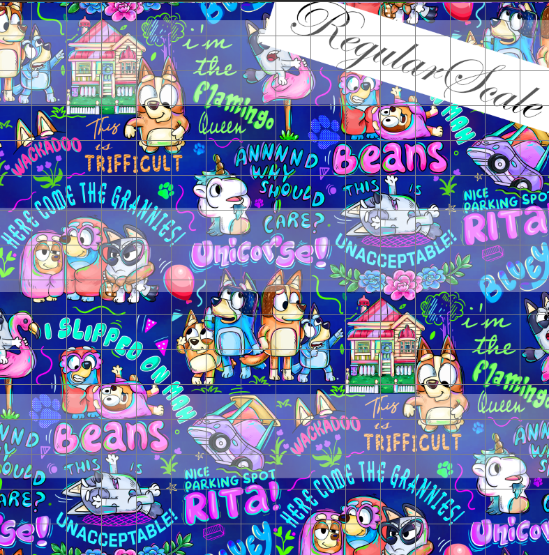 Retail R64- Once Upon an Onesie -Main -Blue(Words) Cotton Woven