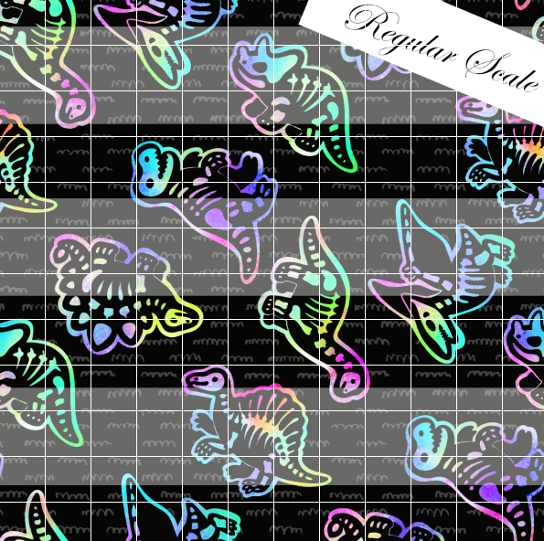 Preorder R79- Colorful Rainbow Black- Dino Main Print