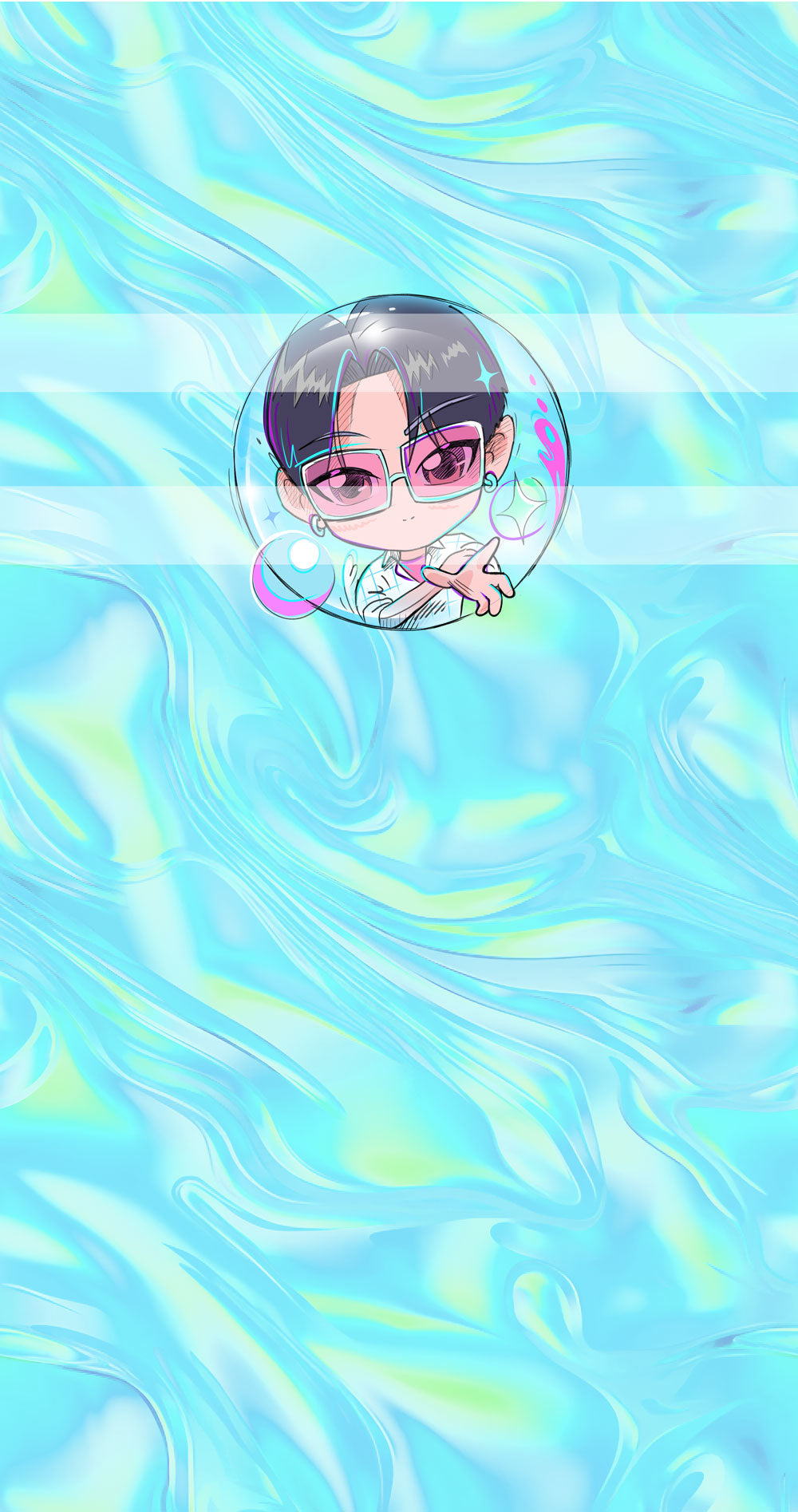 Preorder R74-KPDH Kawaii- Panel - Child, Big kids, Adults)Boy Black Hair - Blue