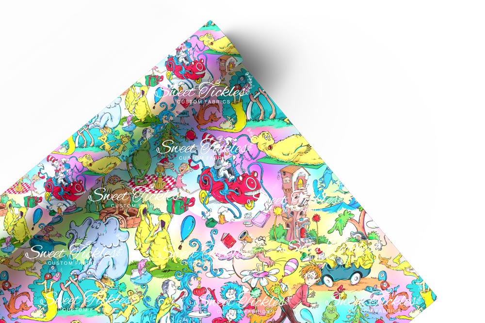 Preorder R66- Smooth and Textured Vinyl- Bookish/ Reading Corner - Seuss Bright Pastel Rainbow-Main