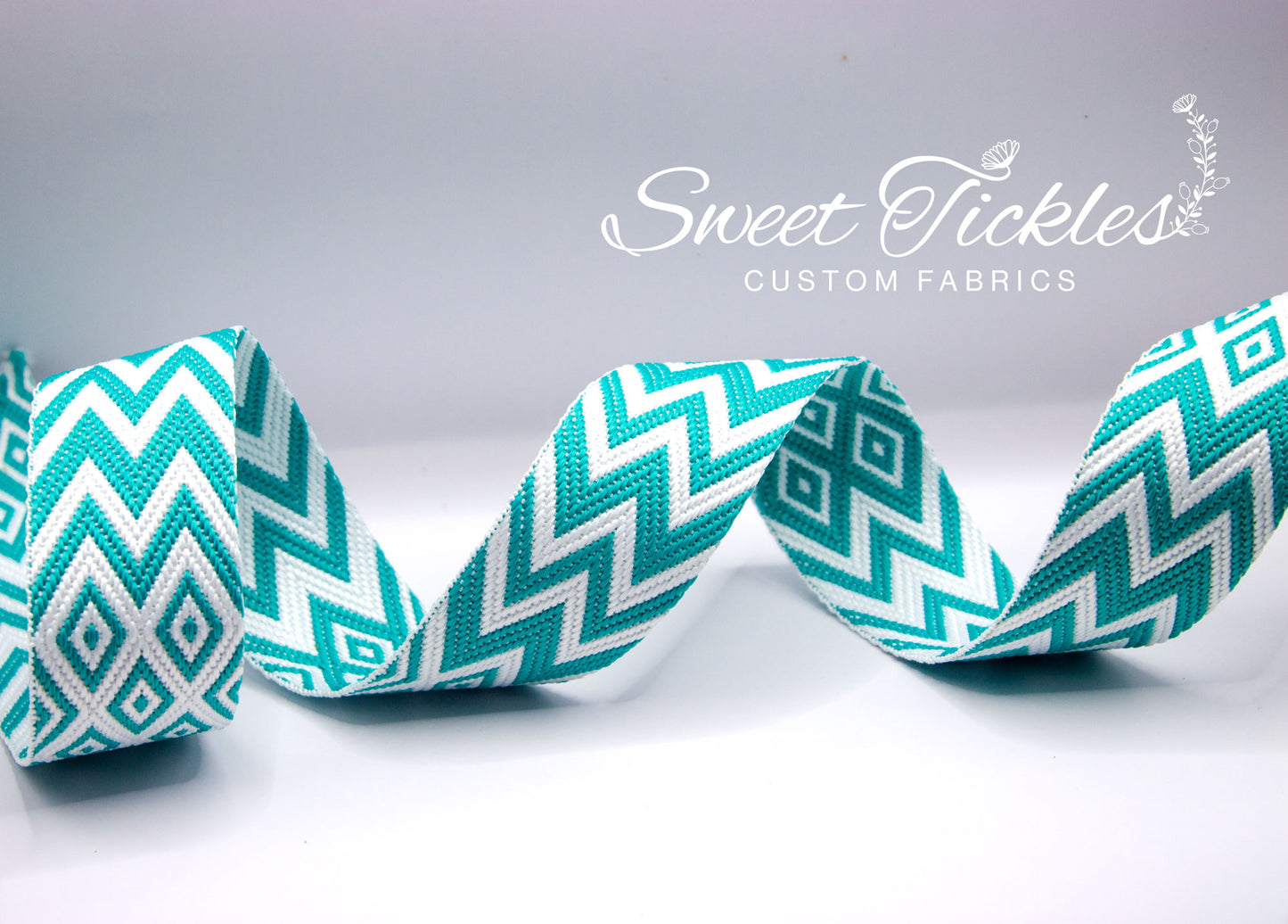 Retail - Jacquard Webbing-Chevron Diamond- Mint - 1.5"