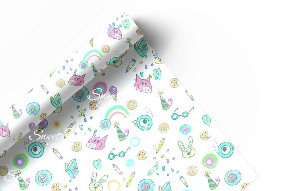 Preorder R59- Smooth and Textured Vinyl- The Piggy, The Elephant and The Birdie- Bright White Coord