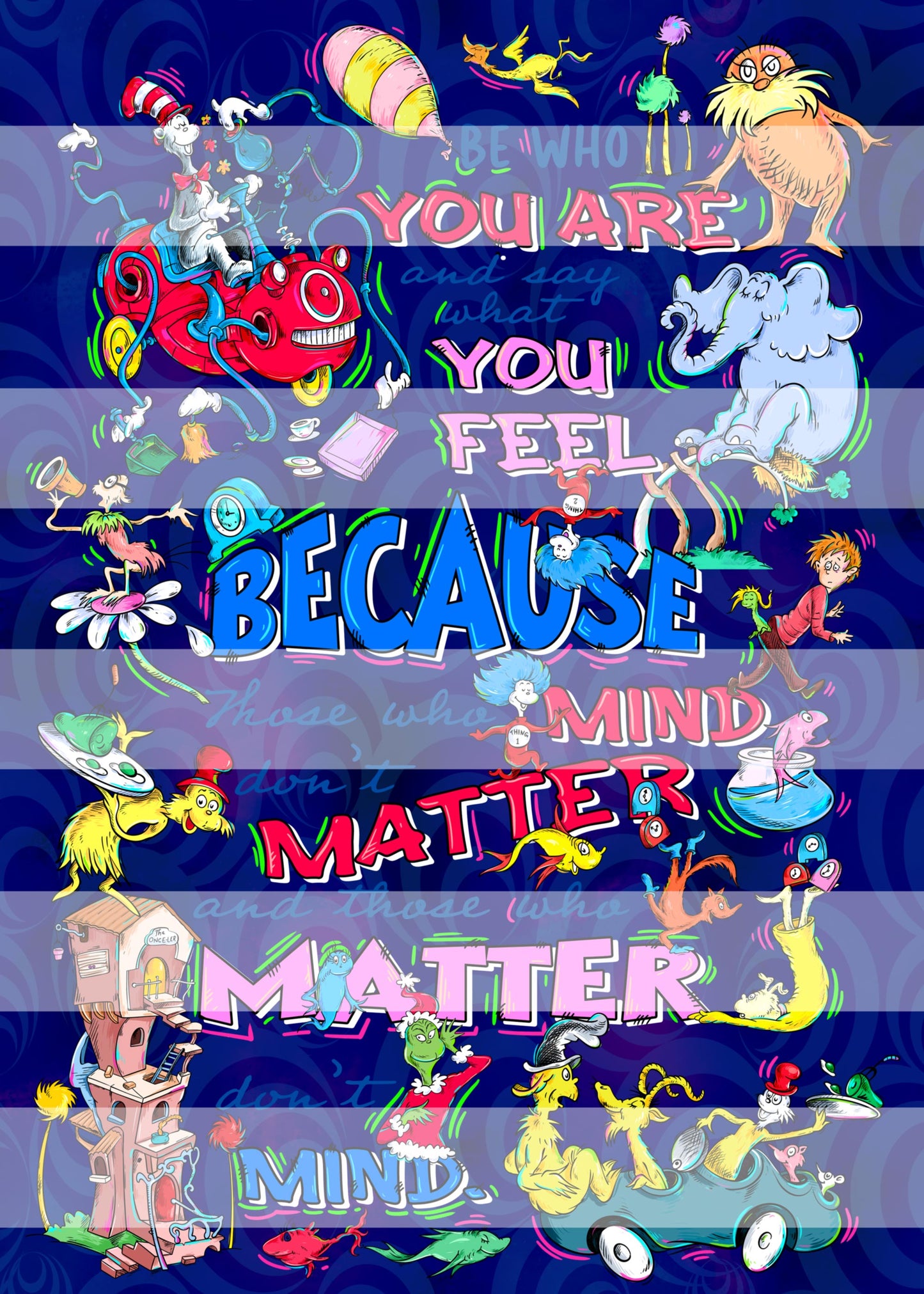 Preorder R66 - Bookish/ Reading Corner - Seuss Adult Topper (Blue)