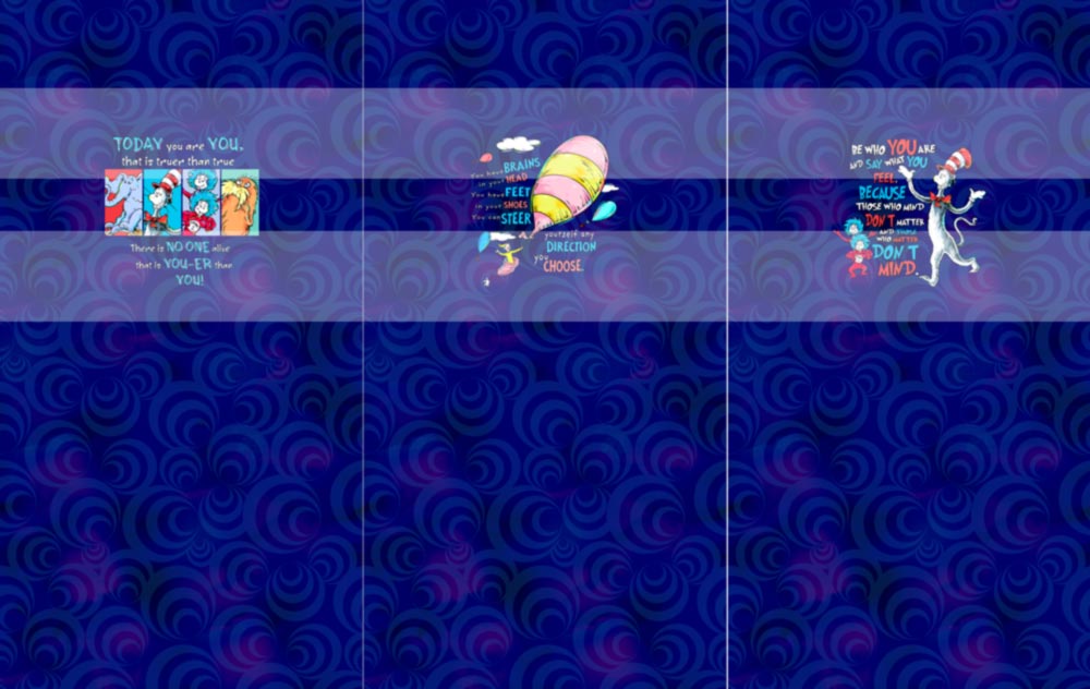 Preorder R66- Bookish/ Reading Corner- Seuss Big Kids Panel Set (Dark Blue)