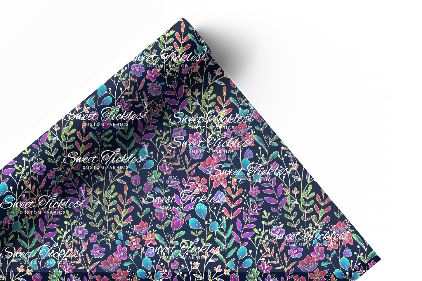 Preorder R79 Colorful Rainbow Black- Vinyl - Floral Main Print