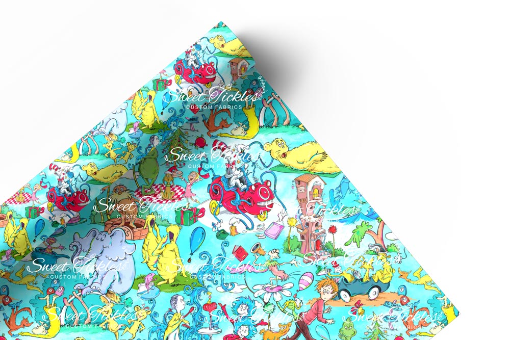 Preorder R66- Smooth and Textured Vinyl- Bookish/ Reading Corner - Seuss Light Blue Stacked Main