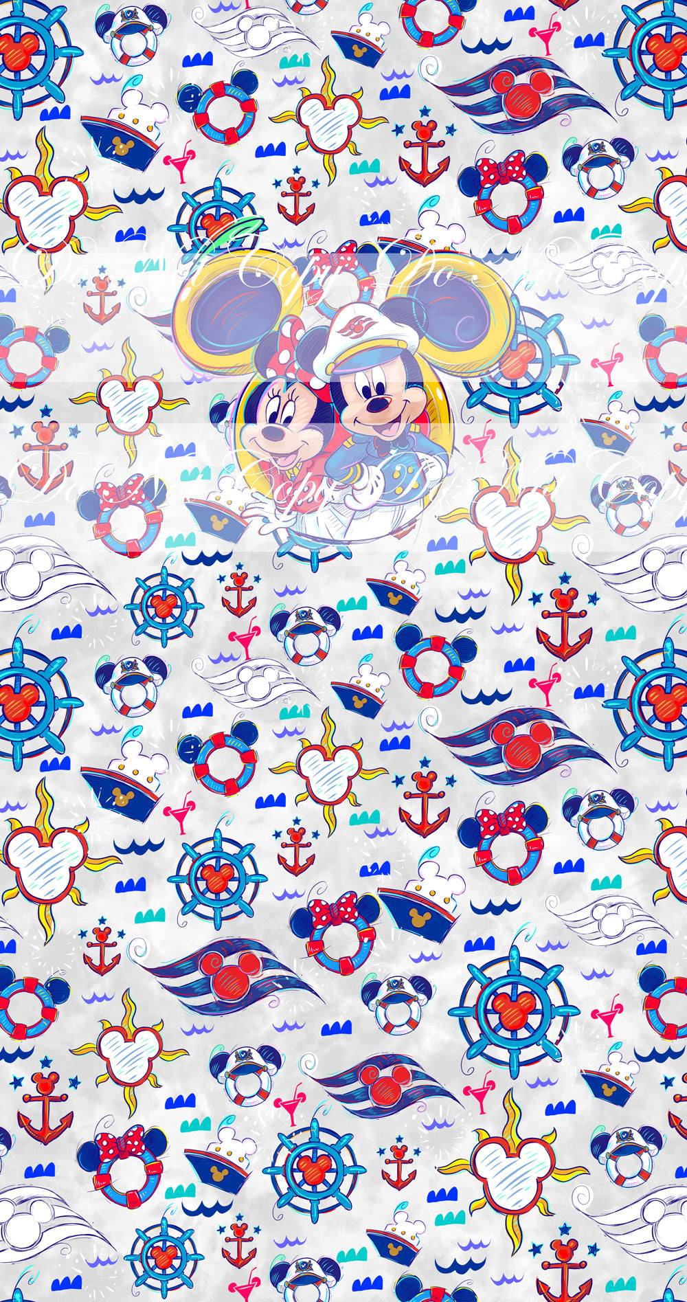 Retail R60 -Cruise Panels- Boy and Girl Mouse - Grey - Waterproof Canvas