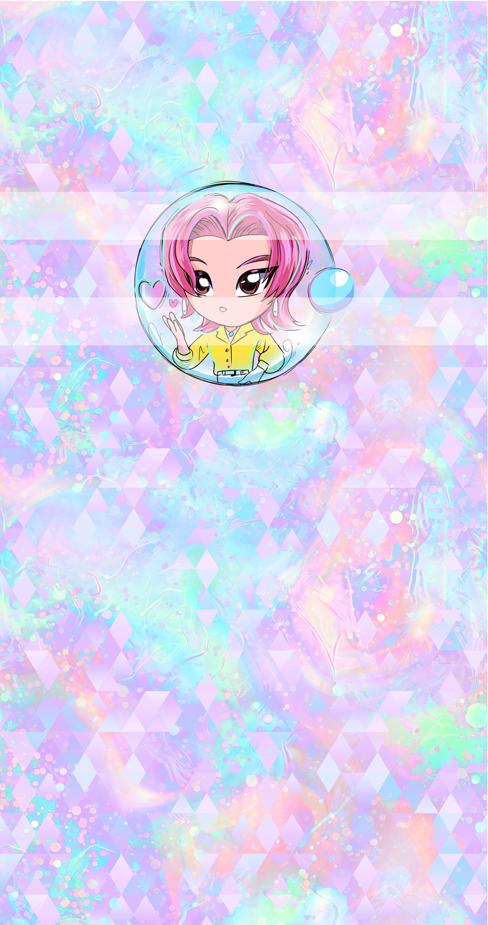 Preorder R74-KPDH Kawaii- Panel - Child, Big kids, Adults)Pink Hair Boy