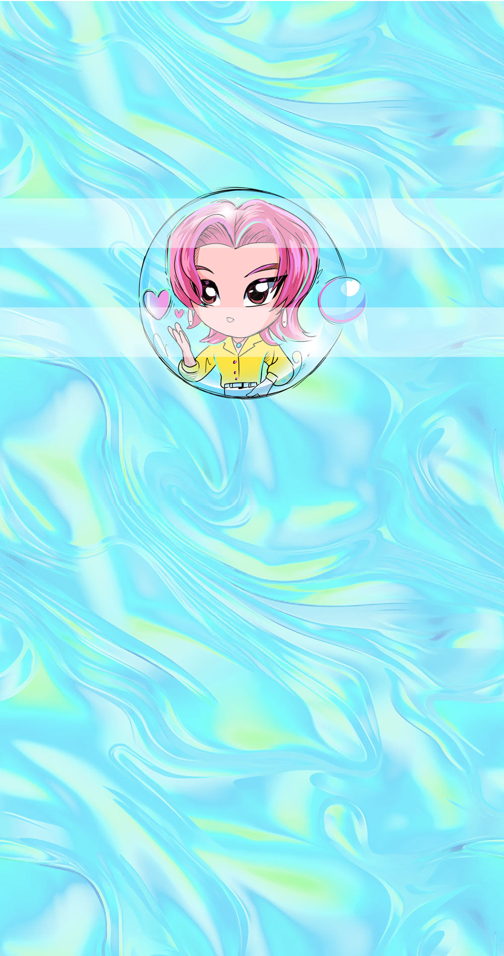 Preorder R74-KPDH Kawaii- Panel - Child, Big kids, Adults)Pink Hair Boy - Blue