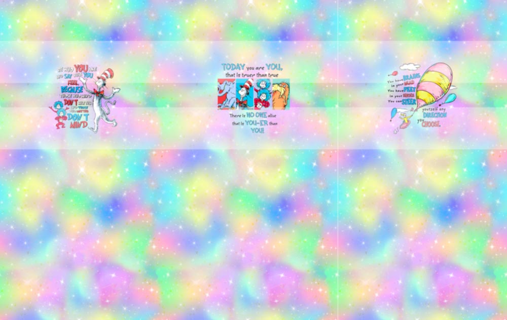 Preorder R66- Bookish/ Reading Corner- Seuss Big Kids Panel Set (Pastel Rainbow)