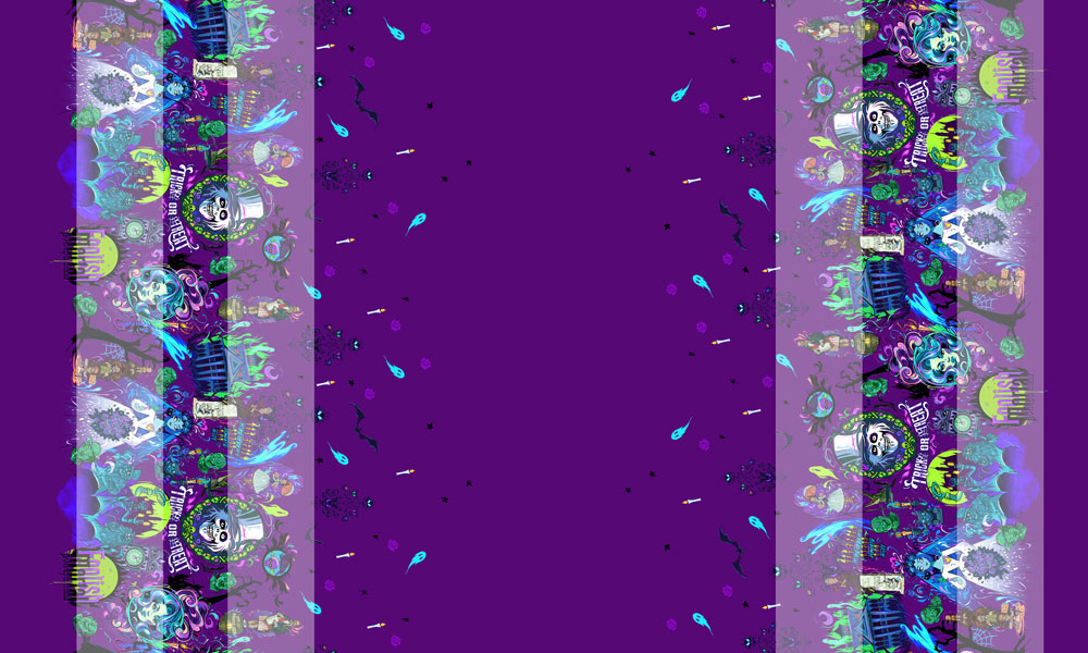 Preorder R73 Haunted Mansion-Double Border Print- Purple
