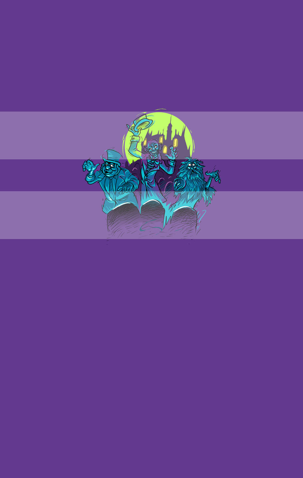 Preorder R73-Haunted Mansion- Panel - Child, Big kids, Adults) Trio - Purple