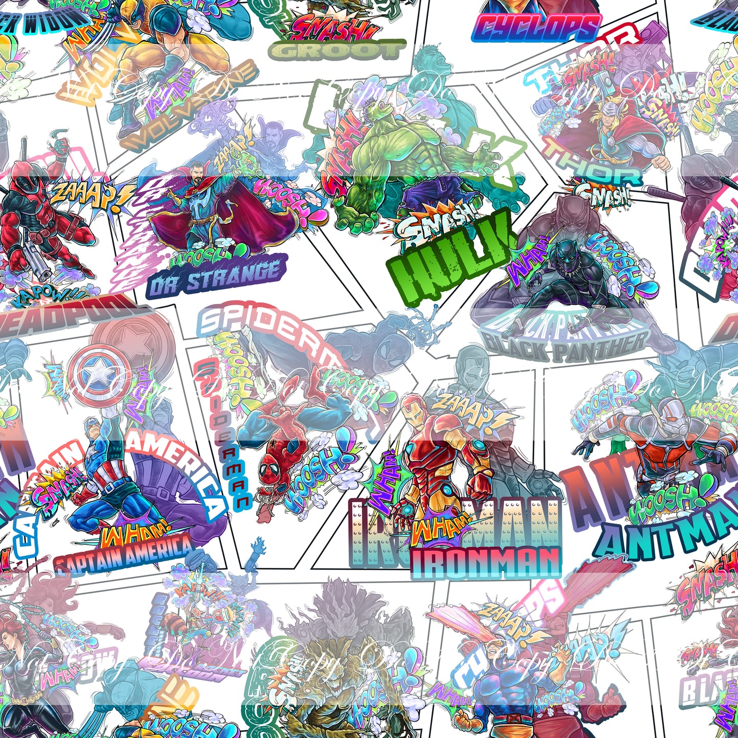 Preorder R68 - Marvel Heroes- White Comic Style