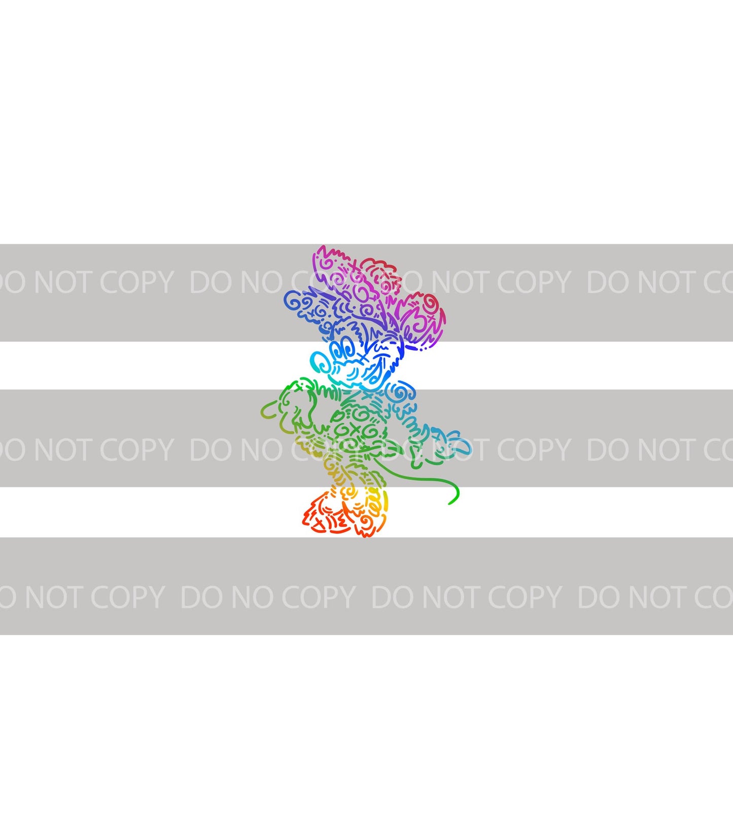 Preorder R43 - Doodle Art -The Girl Mouse- Colorful White (Child, Big kids, Adults)