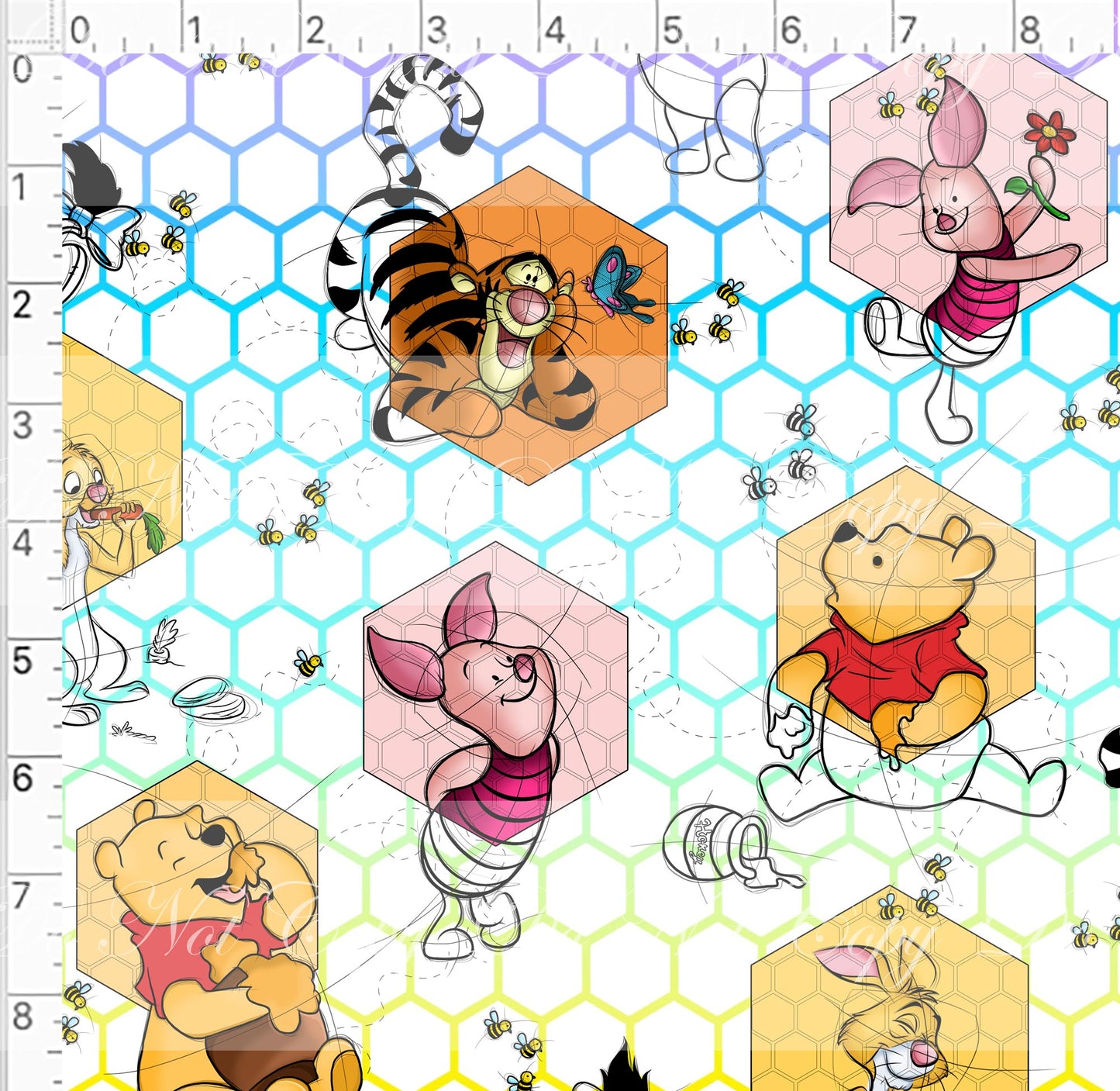 Preorder R44- Honey Bear - Gold Bear -Main Print- (WHITE)