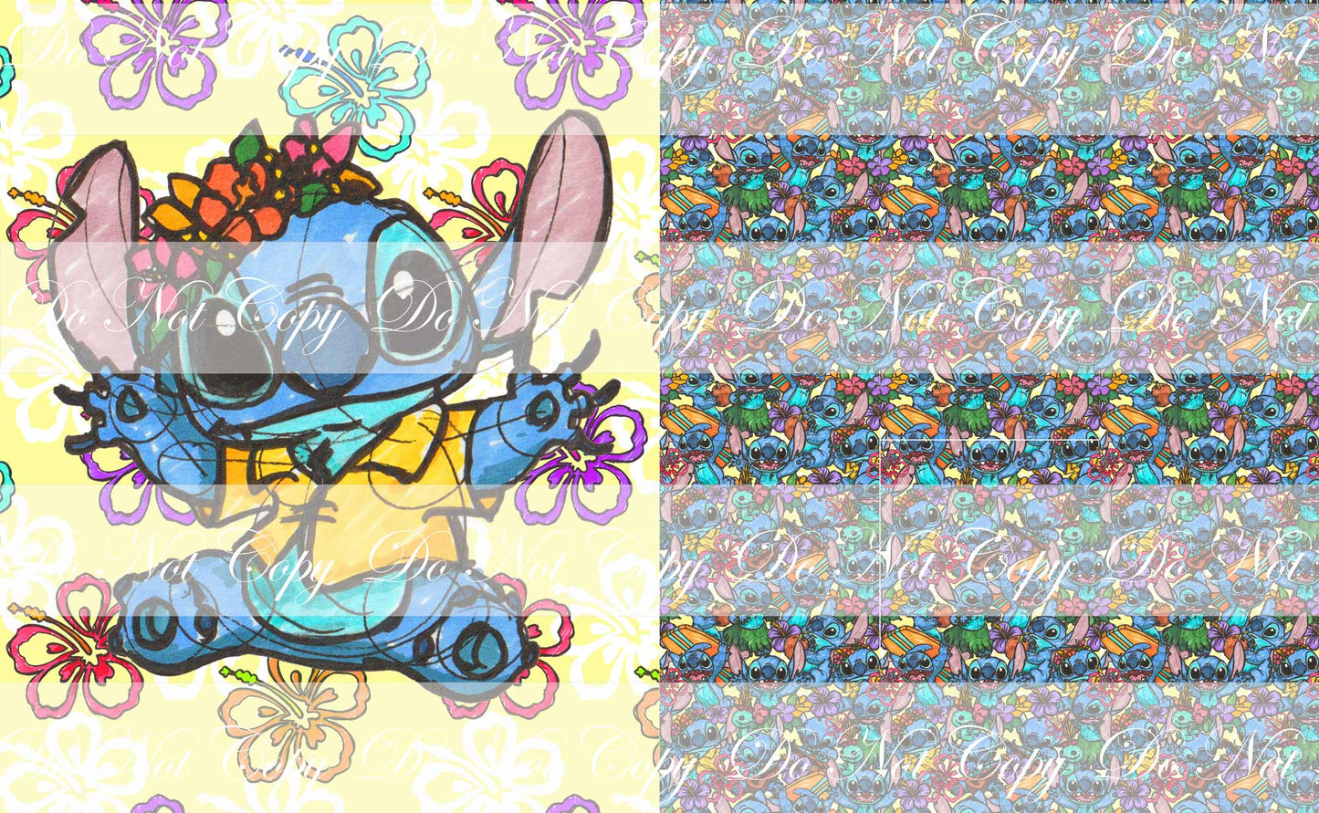 PREORDER R43- Ohana- Flower on Head- Toddler Blanket Topper-(Stacked)