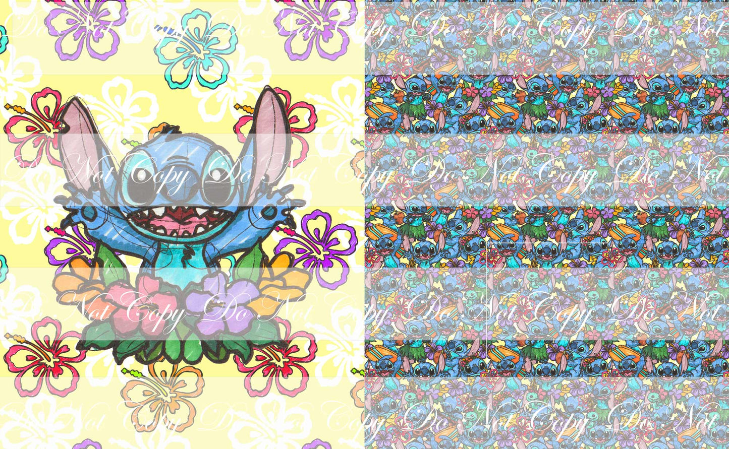 PREORDER R43- Ohana-Alien and Flowers - Toddler Blanket Topper-(Stacked)