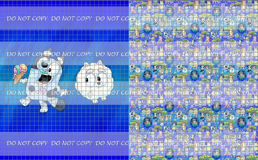 Retail Puppy Adventures 2.0 - Blue - Toddler Blanket Topper- Grey Little Dog and Pom Pom