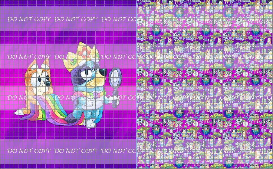 PREORDER R27- Puppy Adventures 2.0 - Purple - Toddler Blanket Topper- Let's play Queen