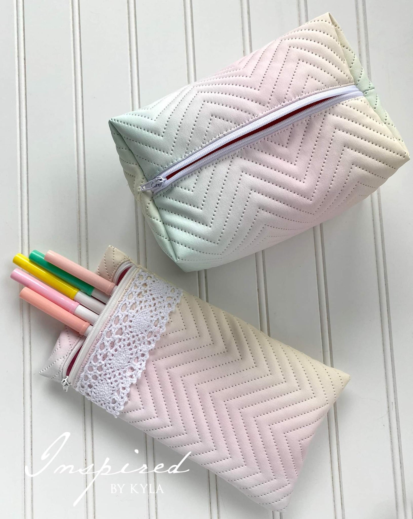 Quilted Cotton Candy Pastel Rainbow Stripes Vinyl/ Faux Leather