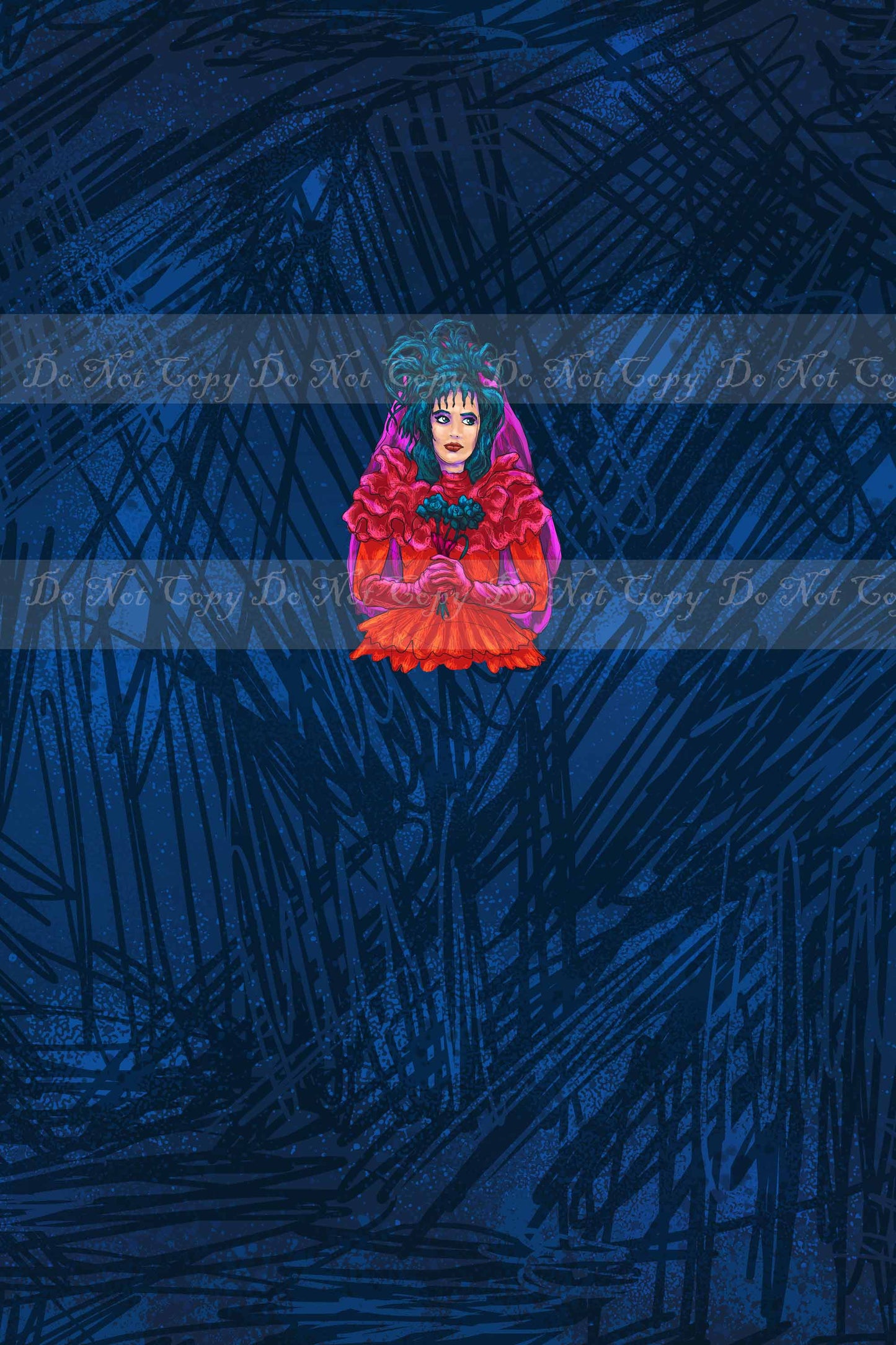 Preorder R36 - Halloween Adventure-Red Dress- Blue(Child, Big kids, Adults)