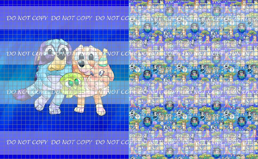 Retail Puppy Adventures 2.0 - Blue - Toddler Blanket Topper- Ticklescrabs(FLAWED)