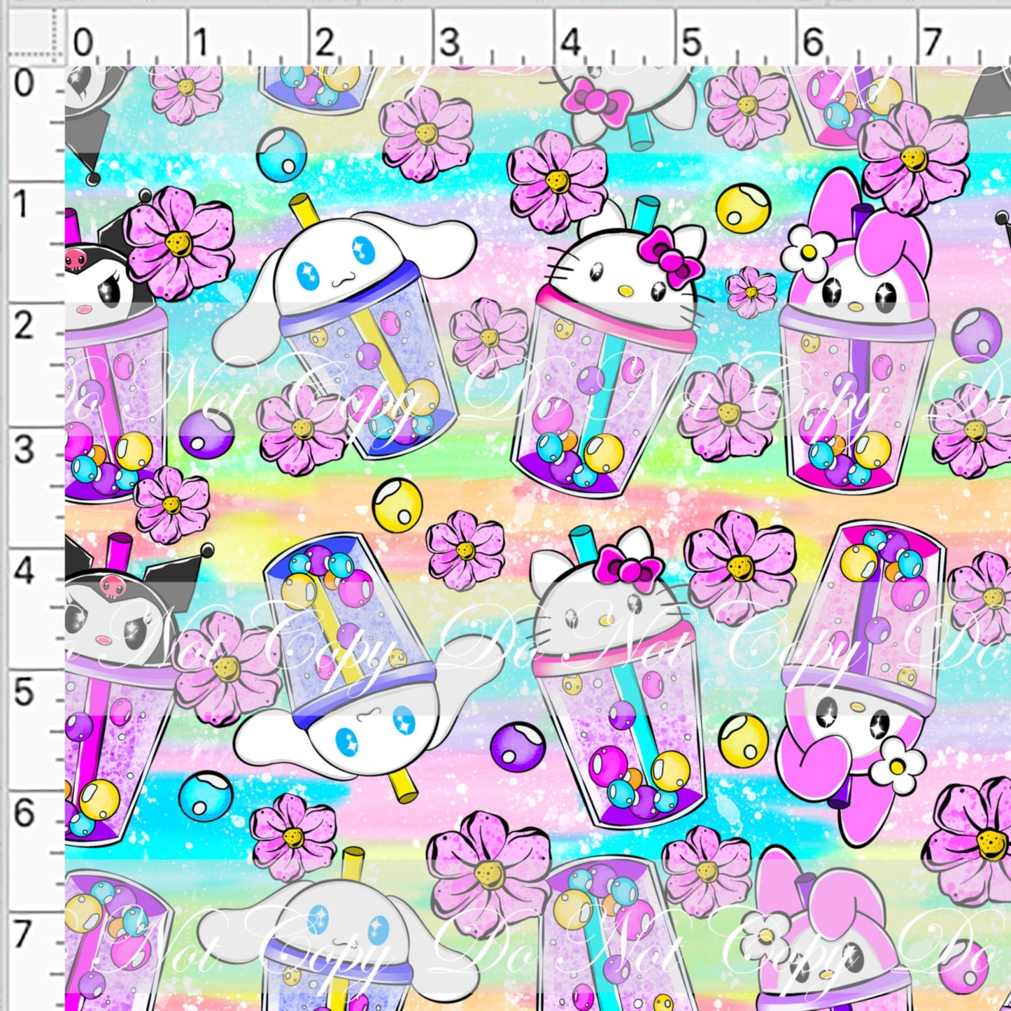 Preorder R51- HK Boba- Main Print - Small Scale - Pastel Rainbow