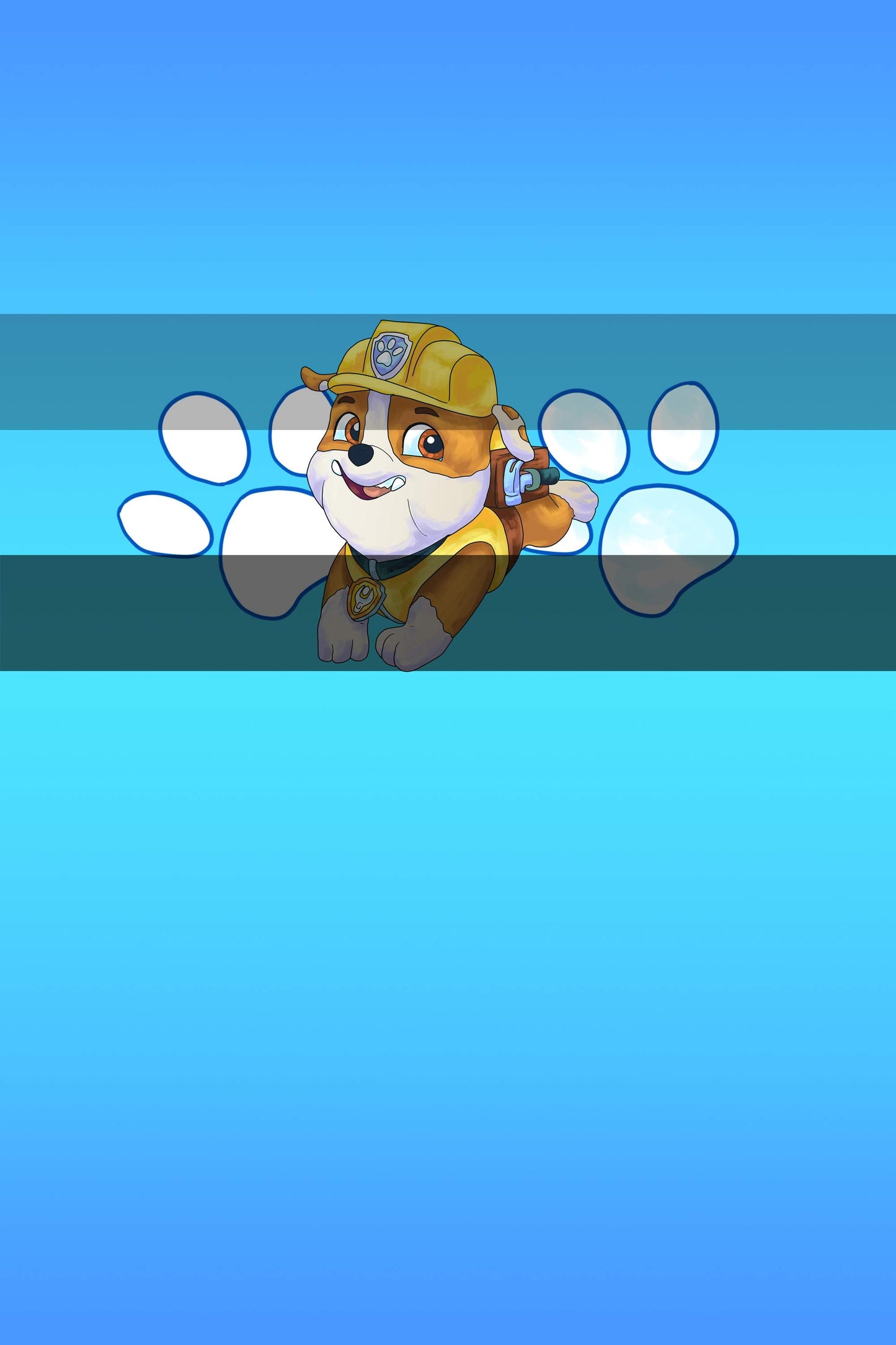 PREORDER R29- No Job Is Too Big No Pup Is Too Small-Yellow Hat Dog- Panels(Blue)