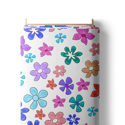 Retail R16 Aloha Flowers- White-Cotton Woven