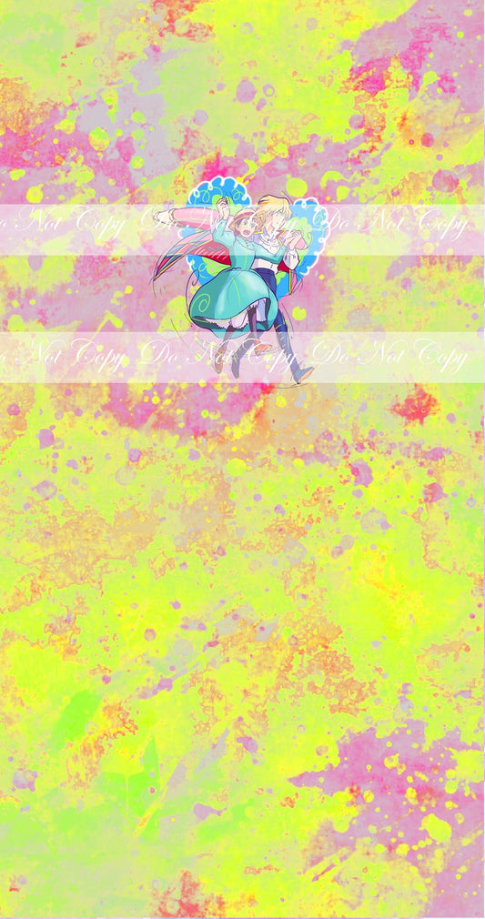 Preorder R57 -Anime Round  -(Girl and Boy ( Moving Castle) Green Panel