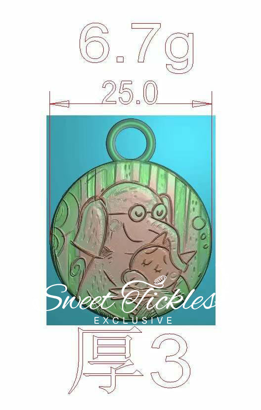 Preorder R59 - The Piggy, The Elephant and The Birdie- #5 Zipper Pull