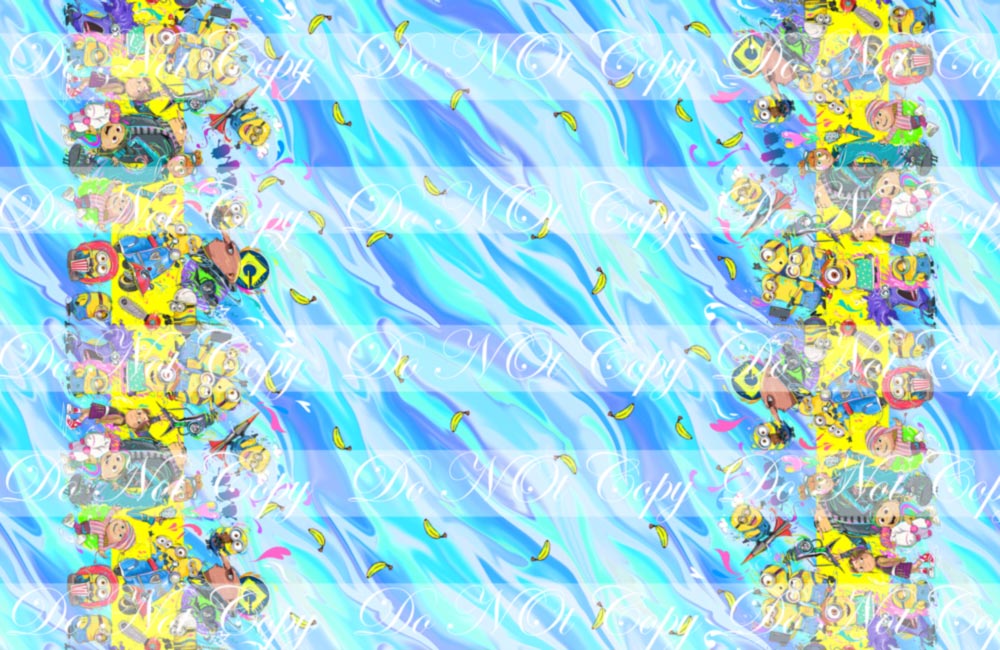 Preorder R64- Yellow Creatures-Double Border Print- Blue