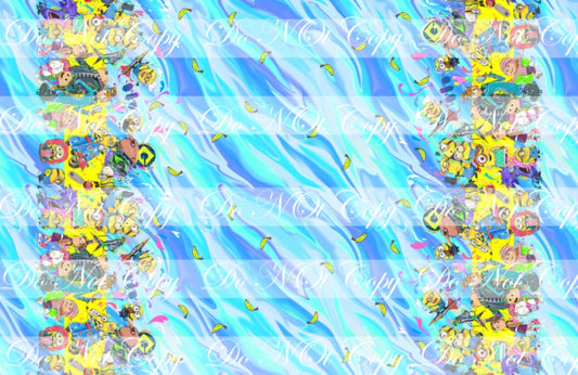 Preorder R64- Yellow Creatures-Double Border Print- Blue