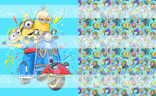 Preorder R64-Yellow Creatures- Child/ Toddler Blanket Topper-Motorcycle (Blue)