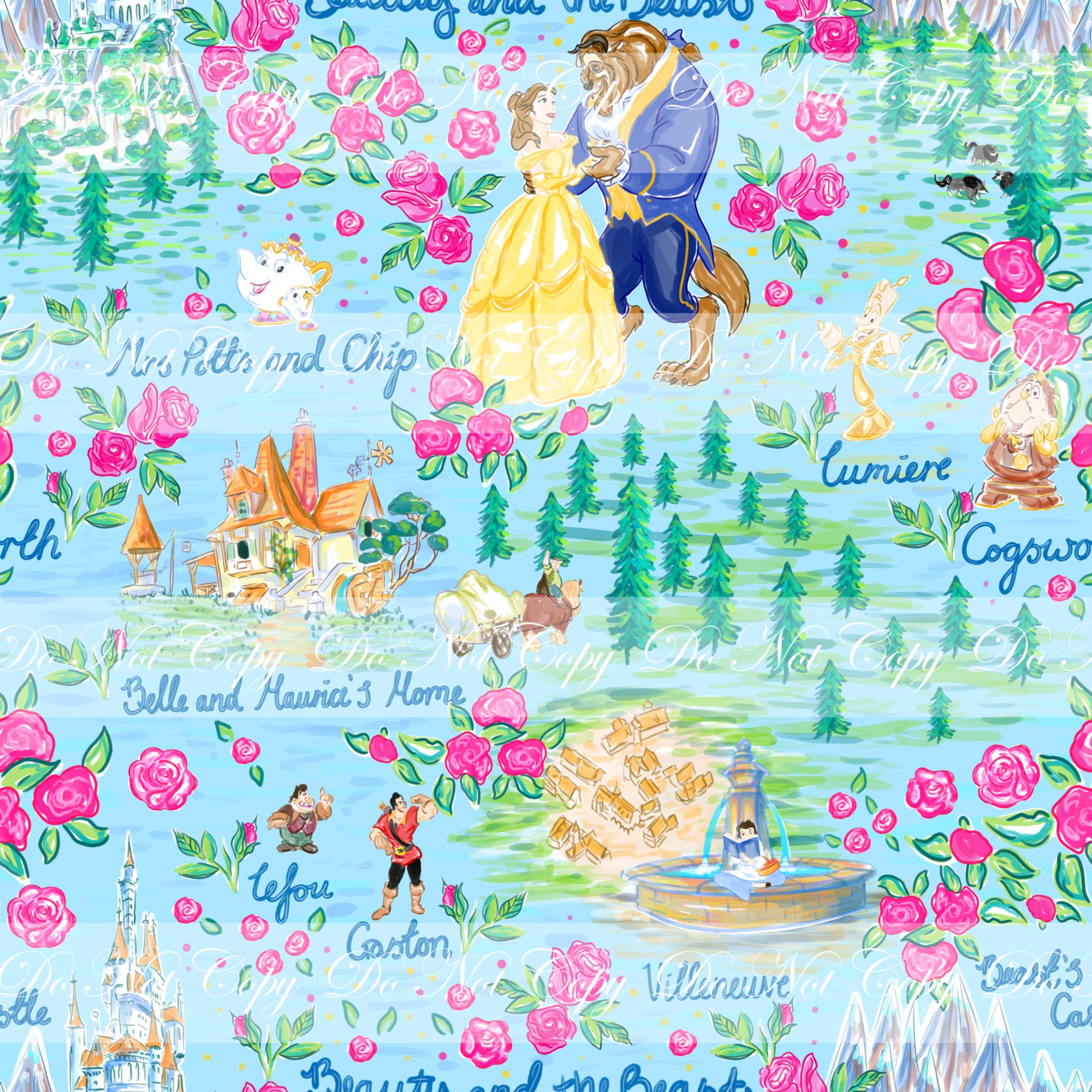 Preorder R67-Enchanted Rose- Main Print (Light Blue) – Sweet Tickles ...