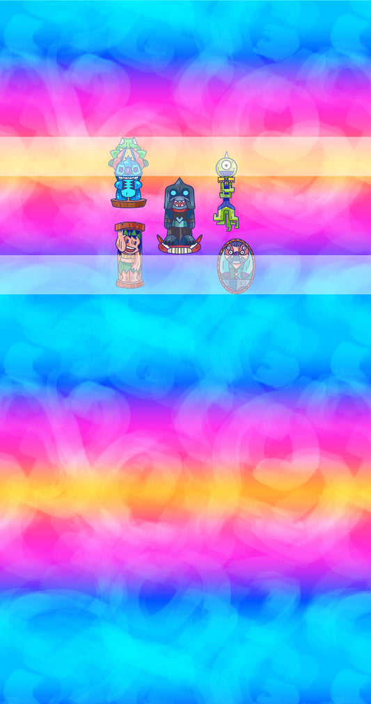 Preorder R71- Ohana Means Family- Big Island Panel - Child, Big kids, Adults)Tiki-Pink/Blue