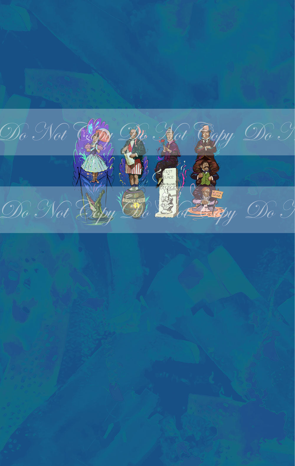 Preorder R73-Haunted Mansion- Panel - Child, Big kids, Adults)All Four- Blue
