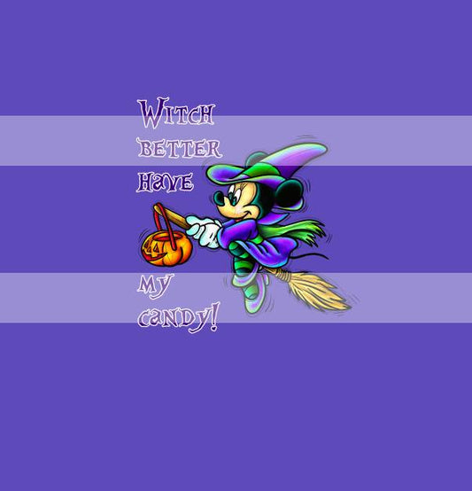 Preorder R73 Spooky Trick or Treat - Panel - Child, Big kids, Adults) Witch-Bluish Purple