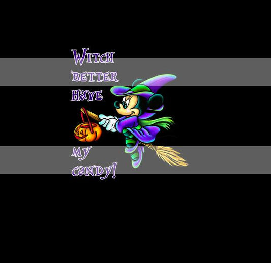 Preorder R73 Spooky Trick or Treat - Panel - Child, Big kids, Adults) Witch- Black