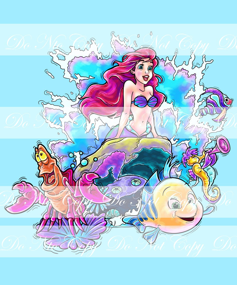 Preorder R81- Red Haired Mermaid Adult Topper- Friends On Rock